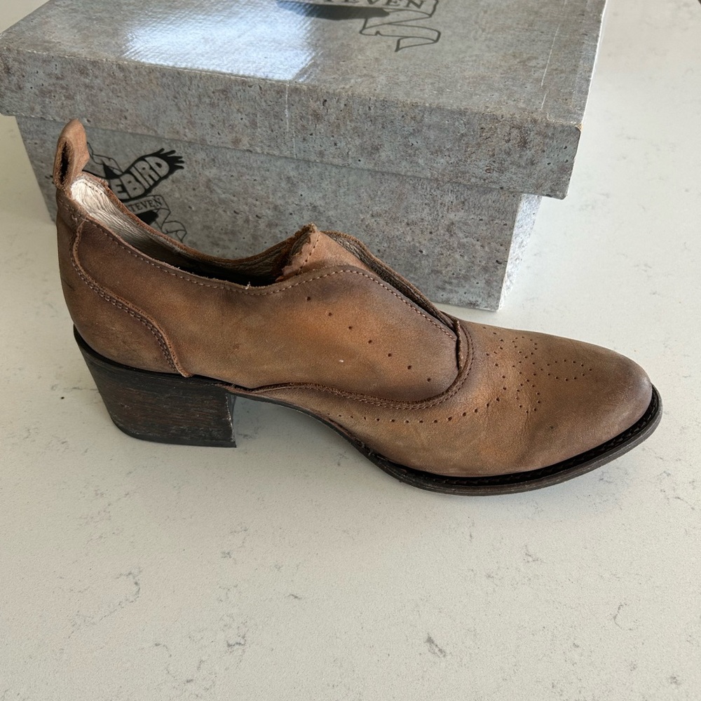 Freebird by Steven Women's Brown Leather Slip-On Booties - Picture 3 of 4
